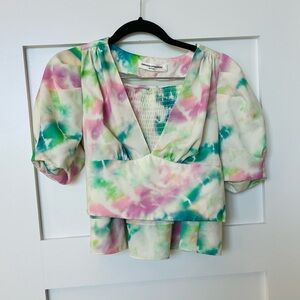 Amanda Uprichard Pastel Tie-Dye Blouse